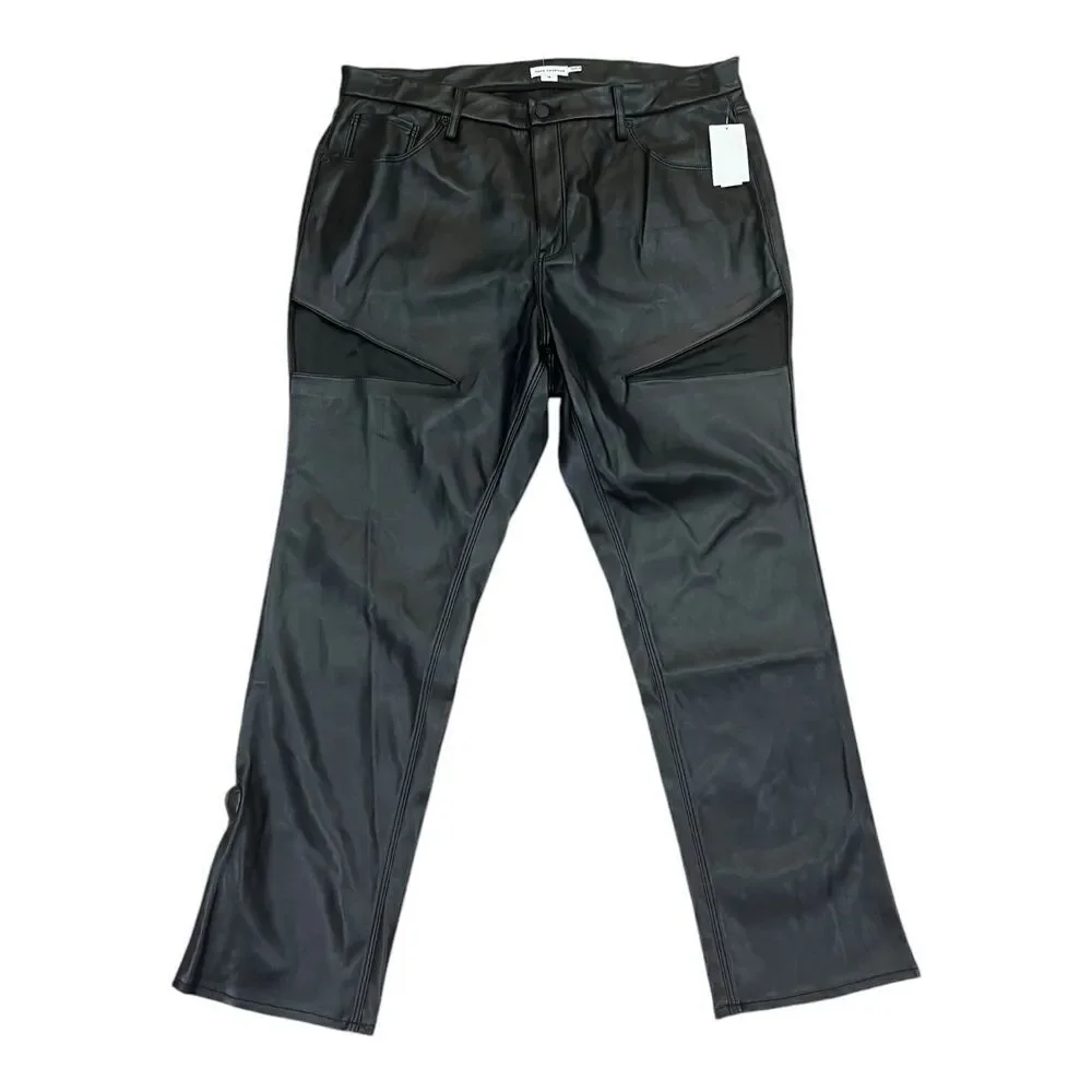 Good American Black Good Icon Faux Leather Cut Out Pants 18